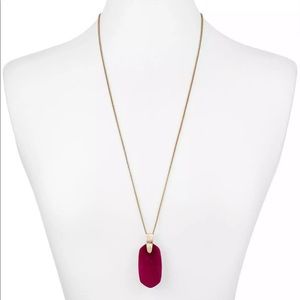 NEW KENDRA SCOTT INEZ ROSE GOLD LONG NECKLACE WITH MAROON JADE PENDANT